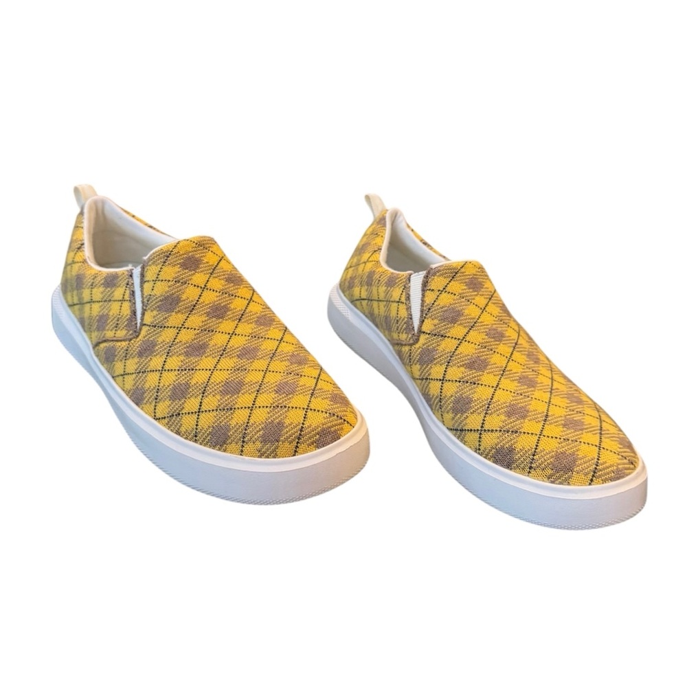🌴 Woolloomooloo Byron Marino Wool Plaid Wool Slip-On Yellow Low-Top Sneakers